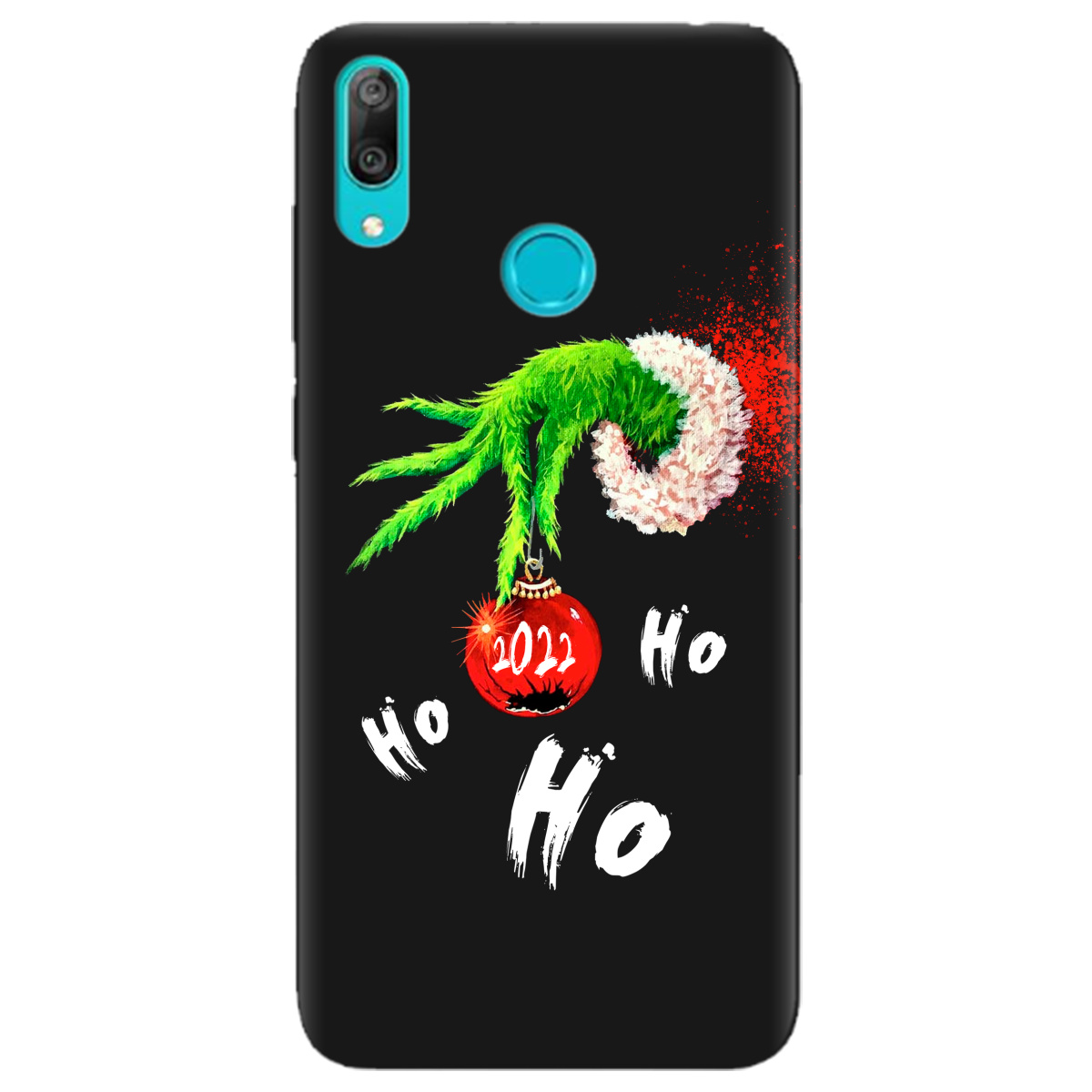 Чохол для Huawei Y7 2019 чорний матовий soft touch Grinch HO HO HO - фото 1