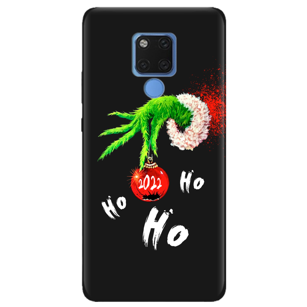 Чехол для Huawei Mate 20 X черный матовый soft touch Grinch HO HO HO - фото 1