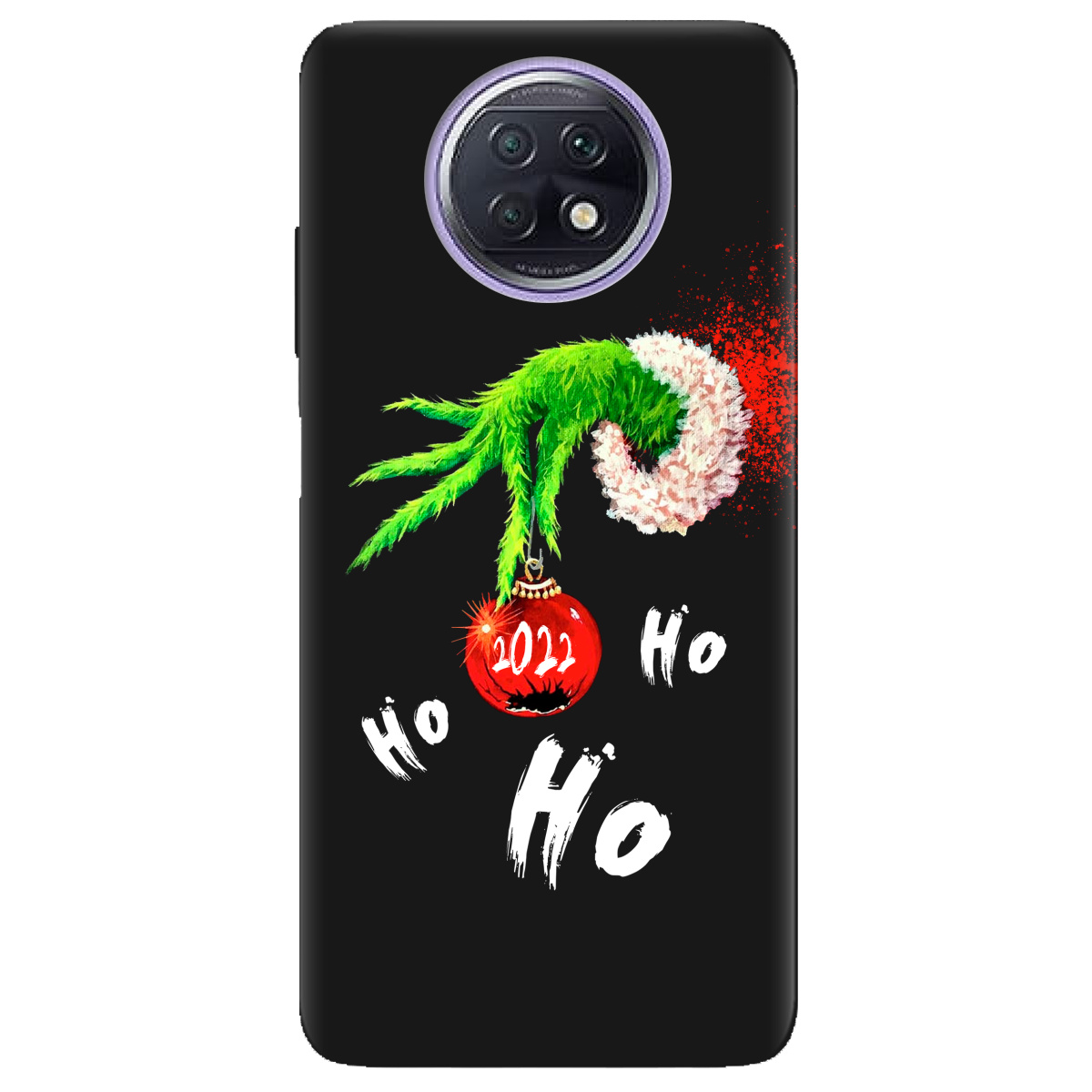 Чехол для Xiaomi Redmi Note 9T черный матовый soft touch Grinch HO HO HO - фото 1