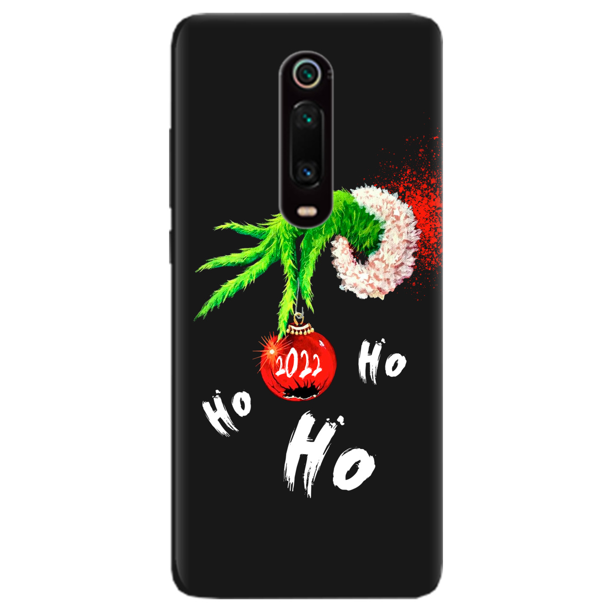 Чохол для Xiaomi Mi 9T Pro чорний матовий soft touch Grinch HO HO HO - фото 1