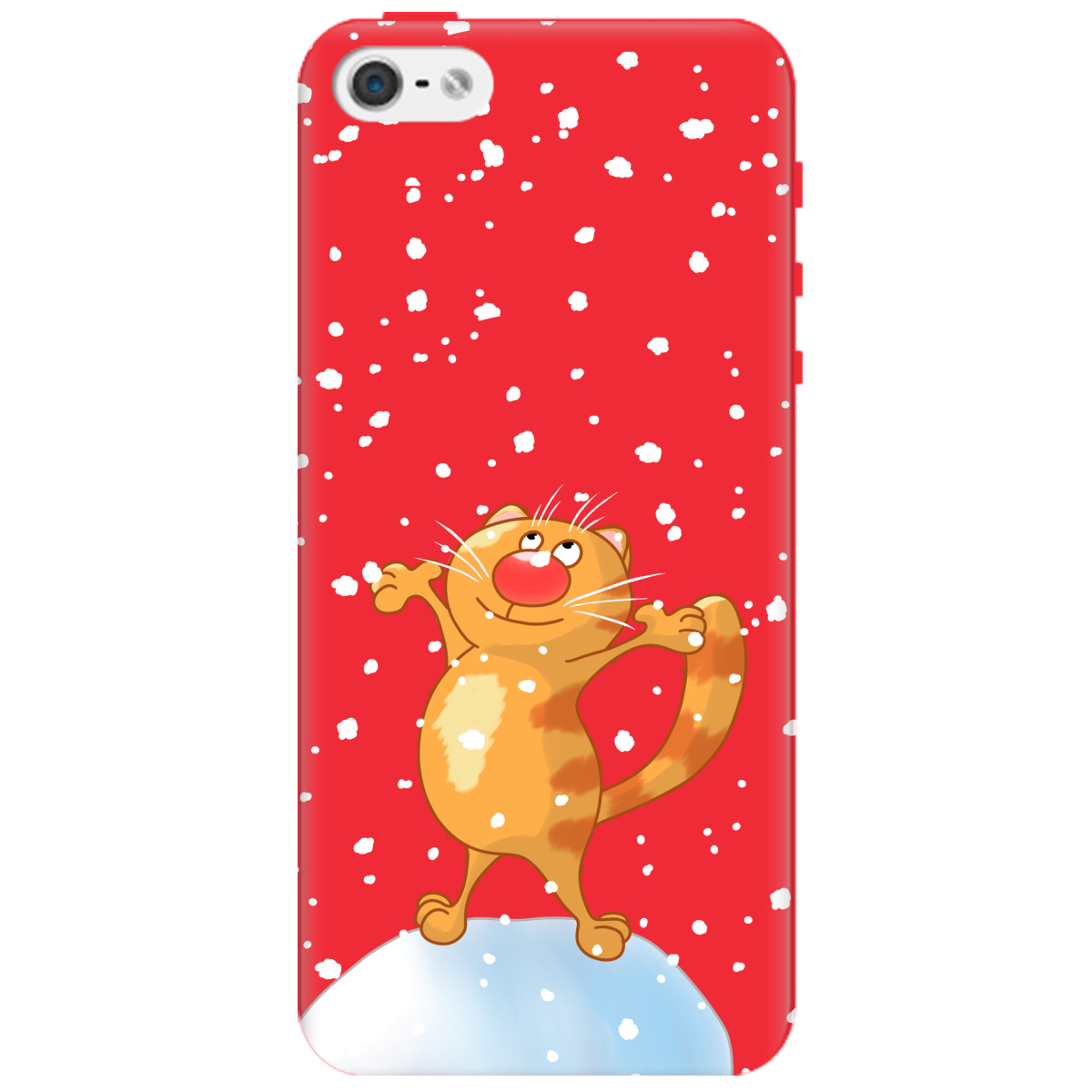 Чехол для Apple iPhone 5 / 5S ярко-красный матовый soft touch By Happy - фото 1