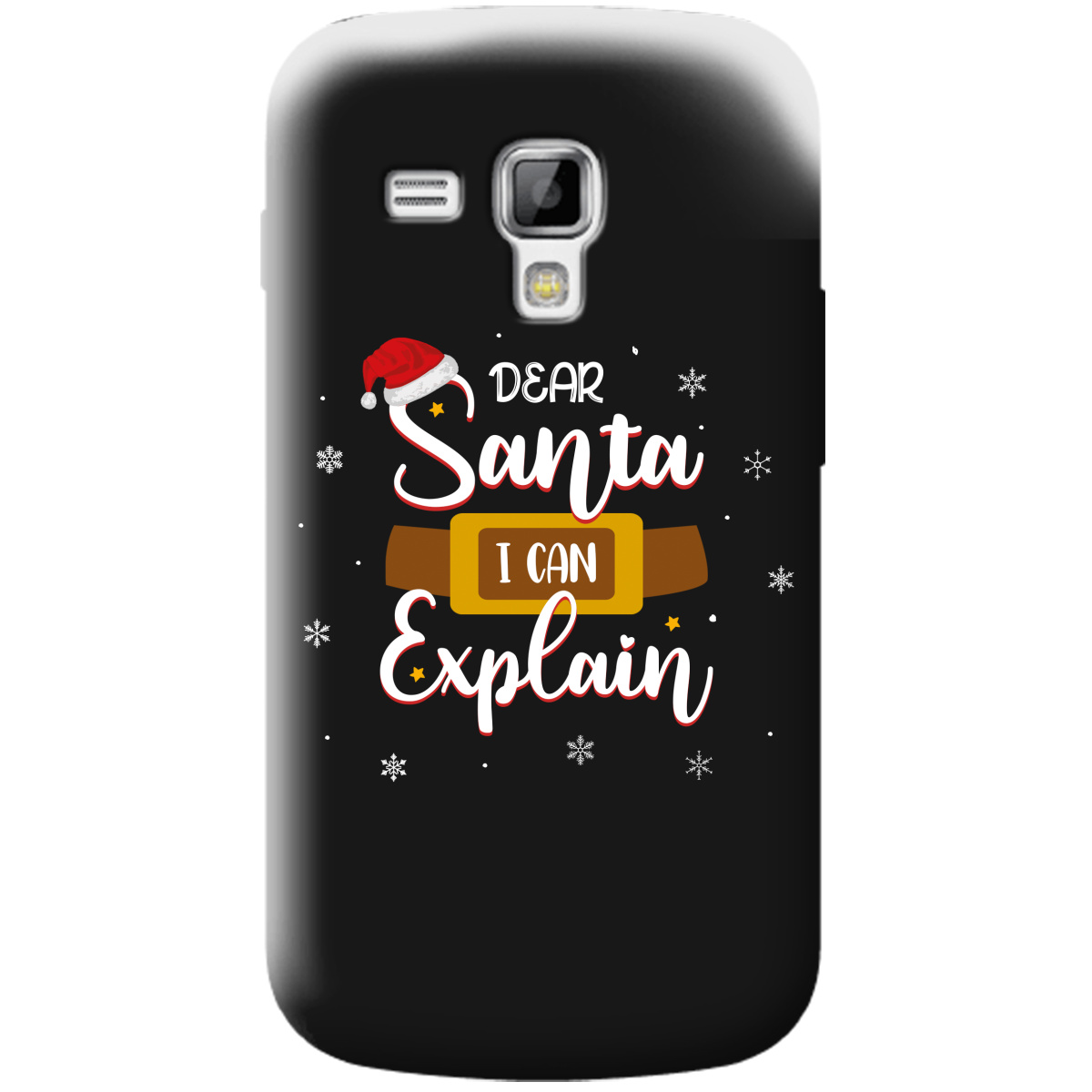 Чехол для Samsung Galaxy S Duos S7562 черный матовый soft touch Dear Santa - фото 1