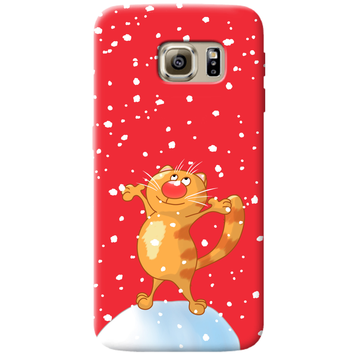 Чехол для Samsung Galaxy S6 Edge ярко-красный матовый soft touch By Happy - фото 1