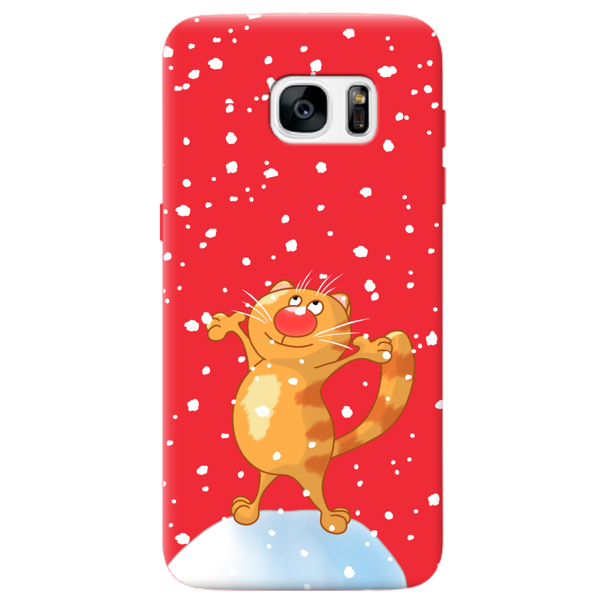 Чехол для Samsung Galaxy S7 Edge ярко-красный матовый soft touch By Happy - фото 1