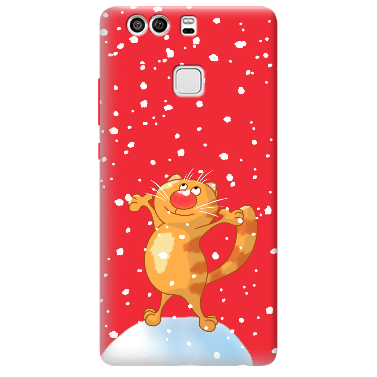 Чехол для Huawei P9 ярко-красный матовый soft touch By Happy - фото 1