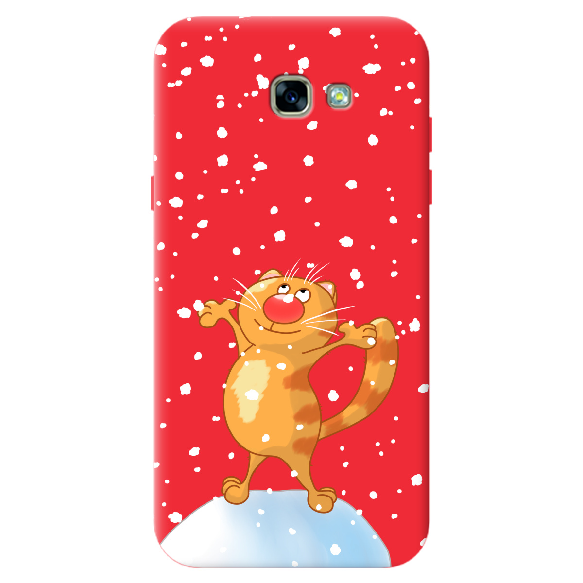 Чехол для Samsung Galaxy A3 2017 ярко-красный матовый soft touch By Happy - фото 1