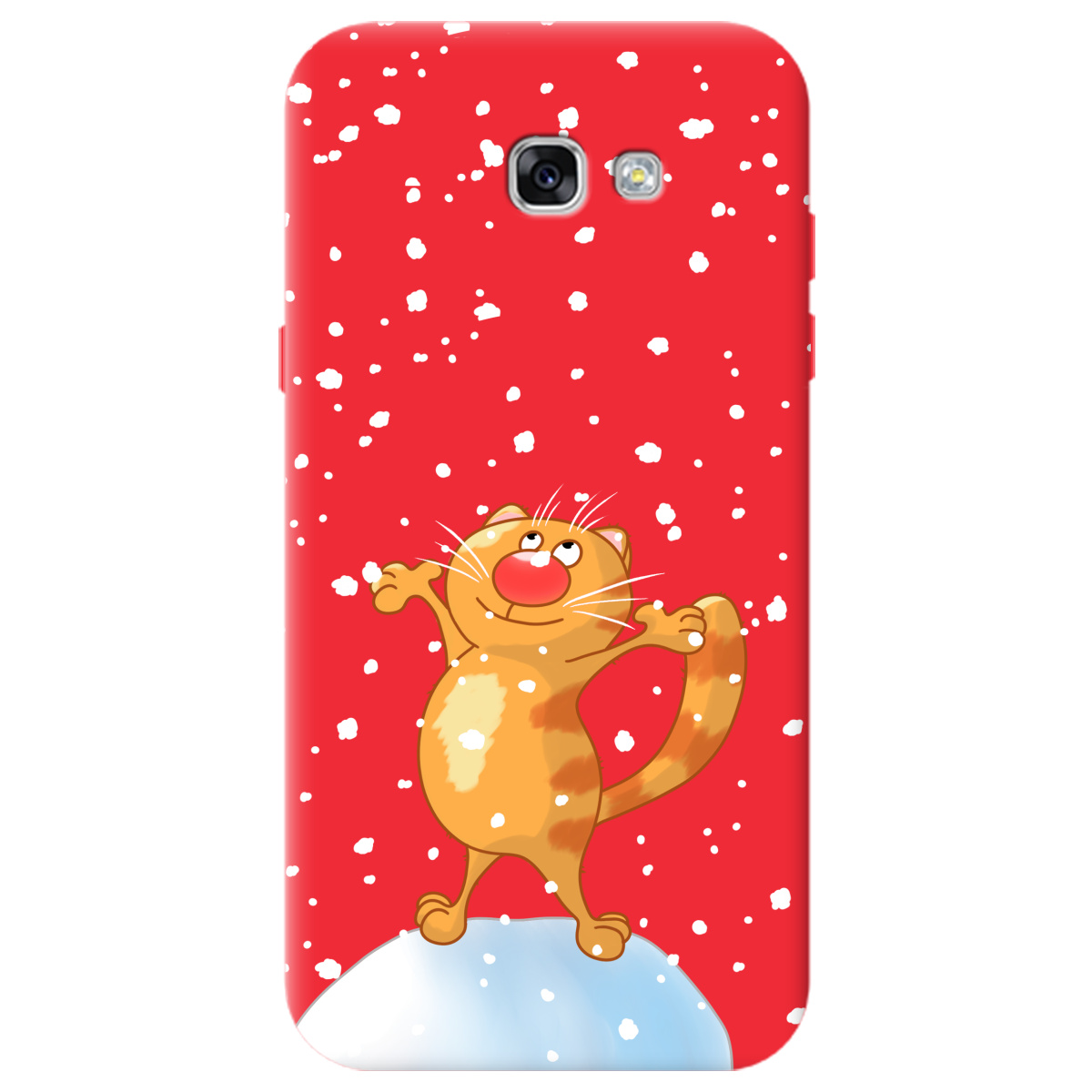 Чехол для Samsung Galaxy A7 2017 ярко-красный матовый soft touch By Happy - фото 1