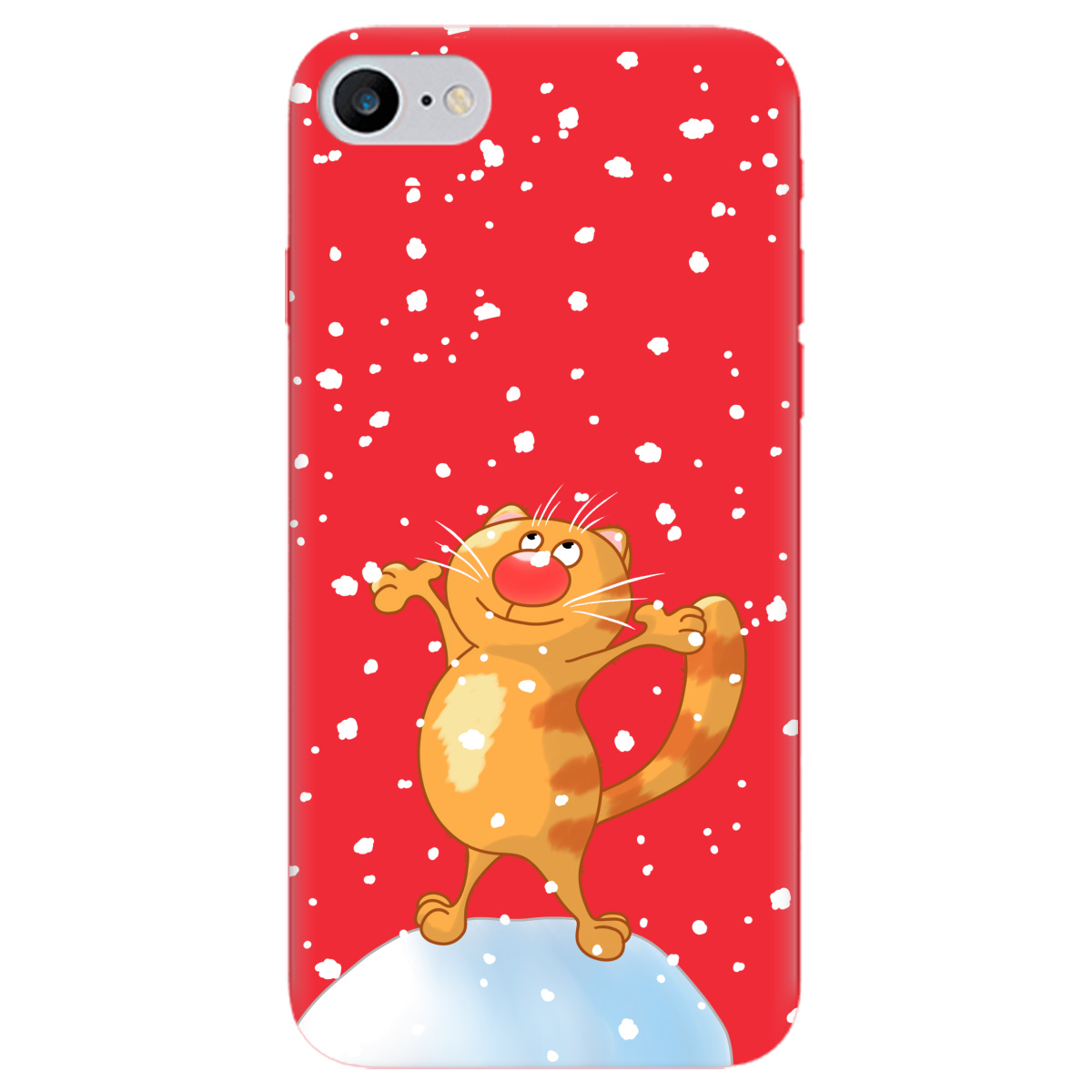 Чехол для Apple iPhone 8 ярко-красный матовый soft touch By Happy - фото 1