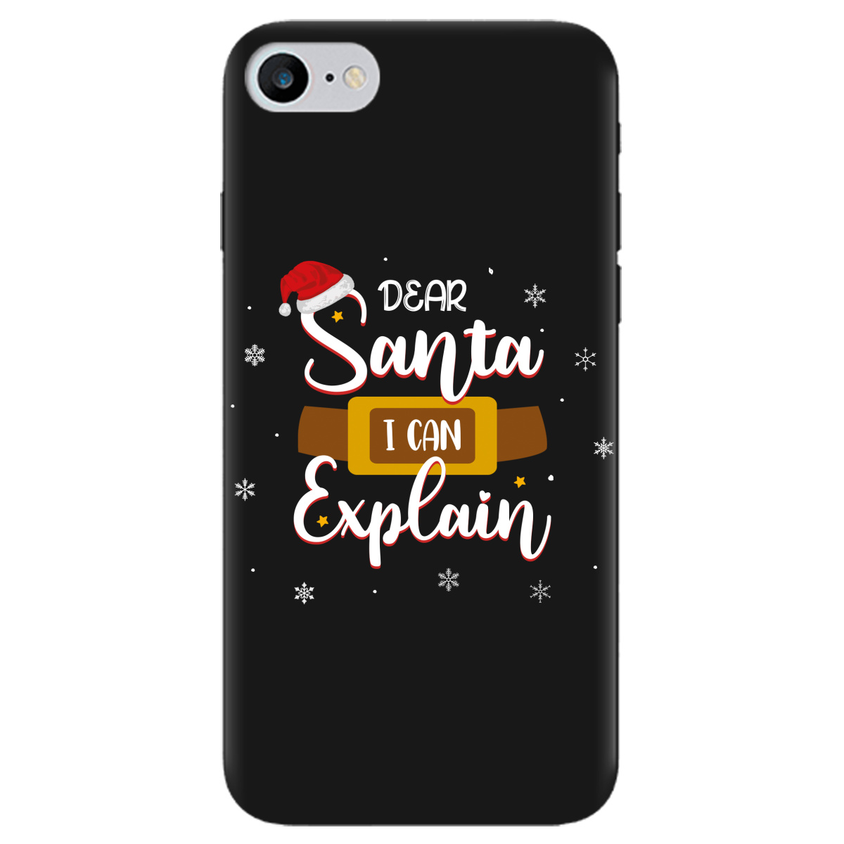 Чехол для Apple iPhone 8 черный матовый soft touch Dear Santa - фото 1