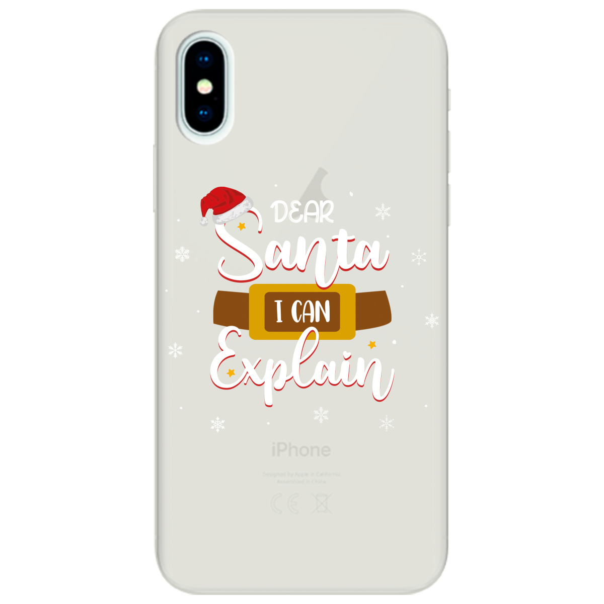 Чехол для Apple iPhone X полупрозрачный матовый soft touch Dear Santa - фото 1