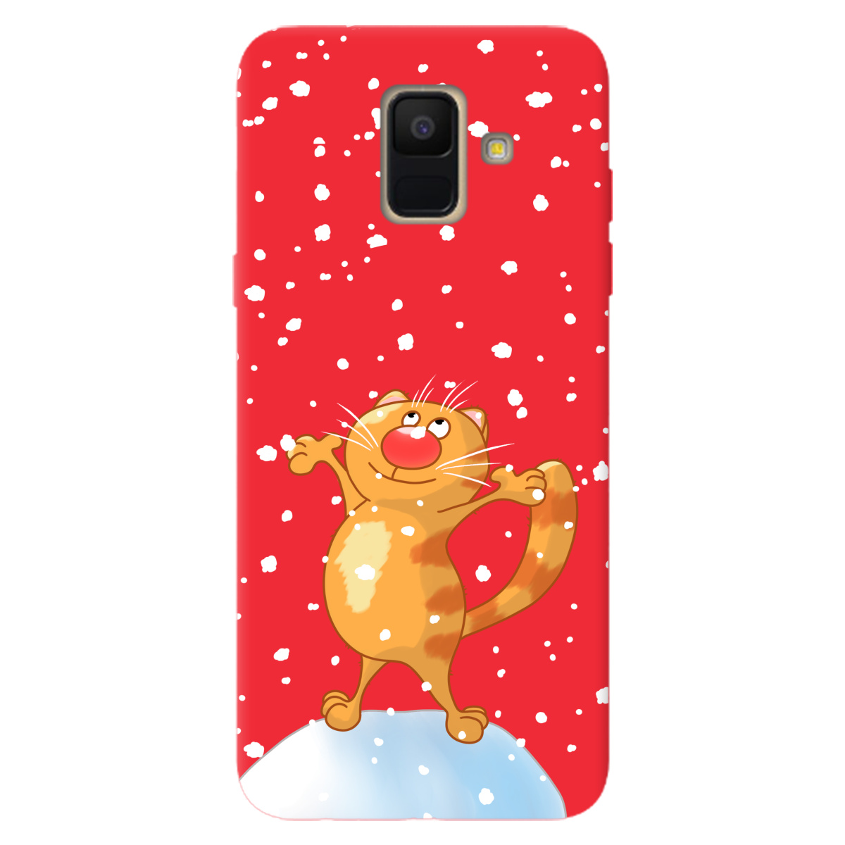 Чехол для Samsung Galaxy A6 2018 ярко-красный матовый soft touch By Happy - фото 1