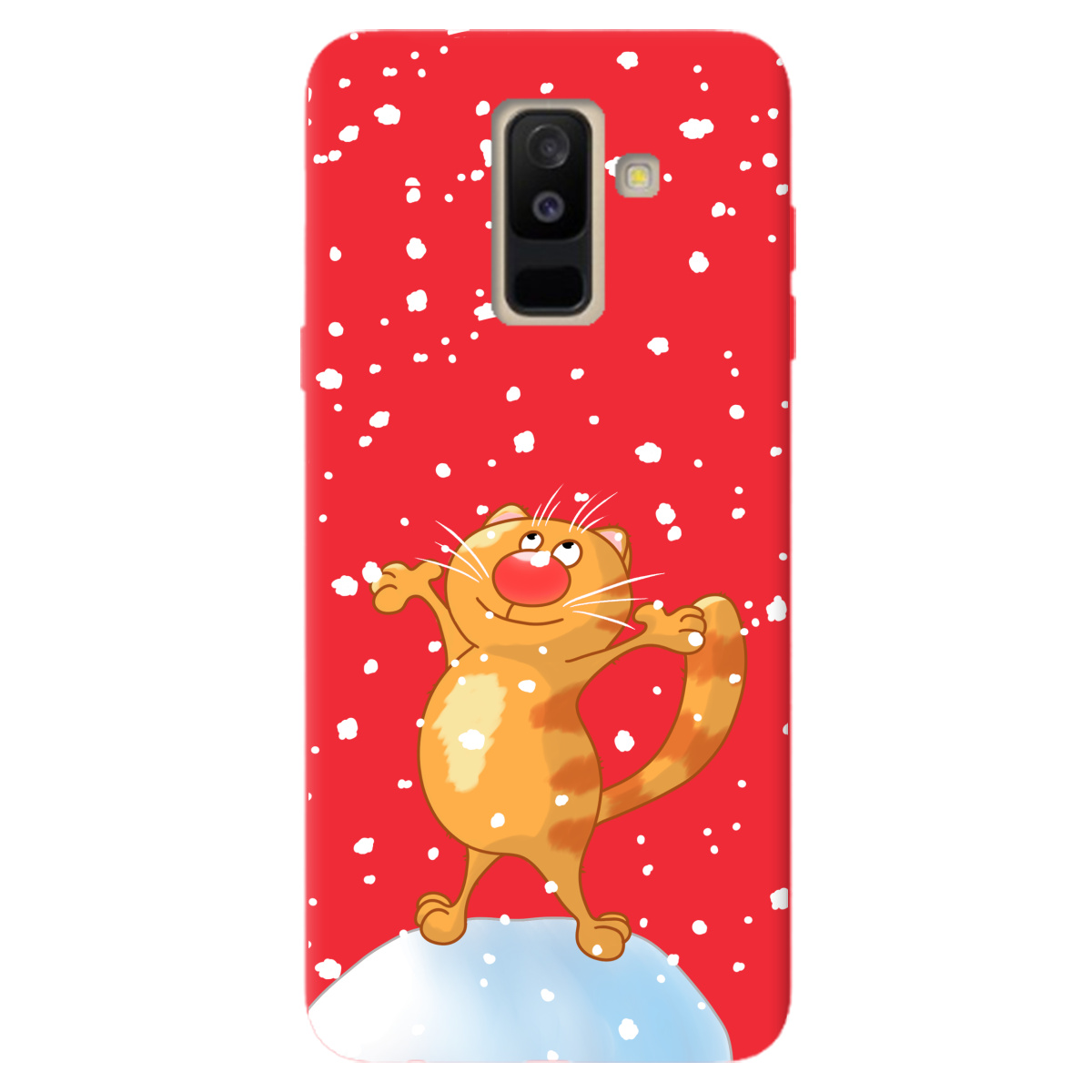 Чехол для Samsung Galaxy A6 Plus 2018 ярко-красный матовый soft touch By Happy - фото 1