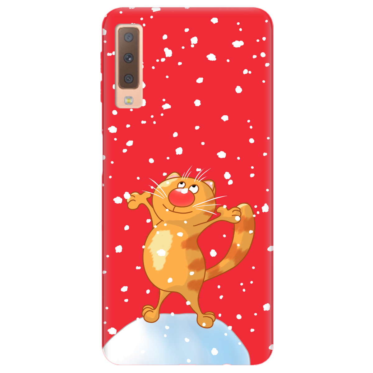 Чехол для Samsung Galaxy A7 2018 ярко-красный матовый soft touch By Happy - фото 1