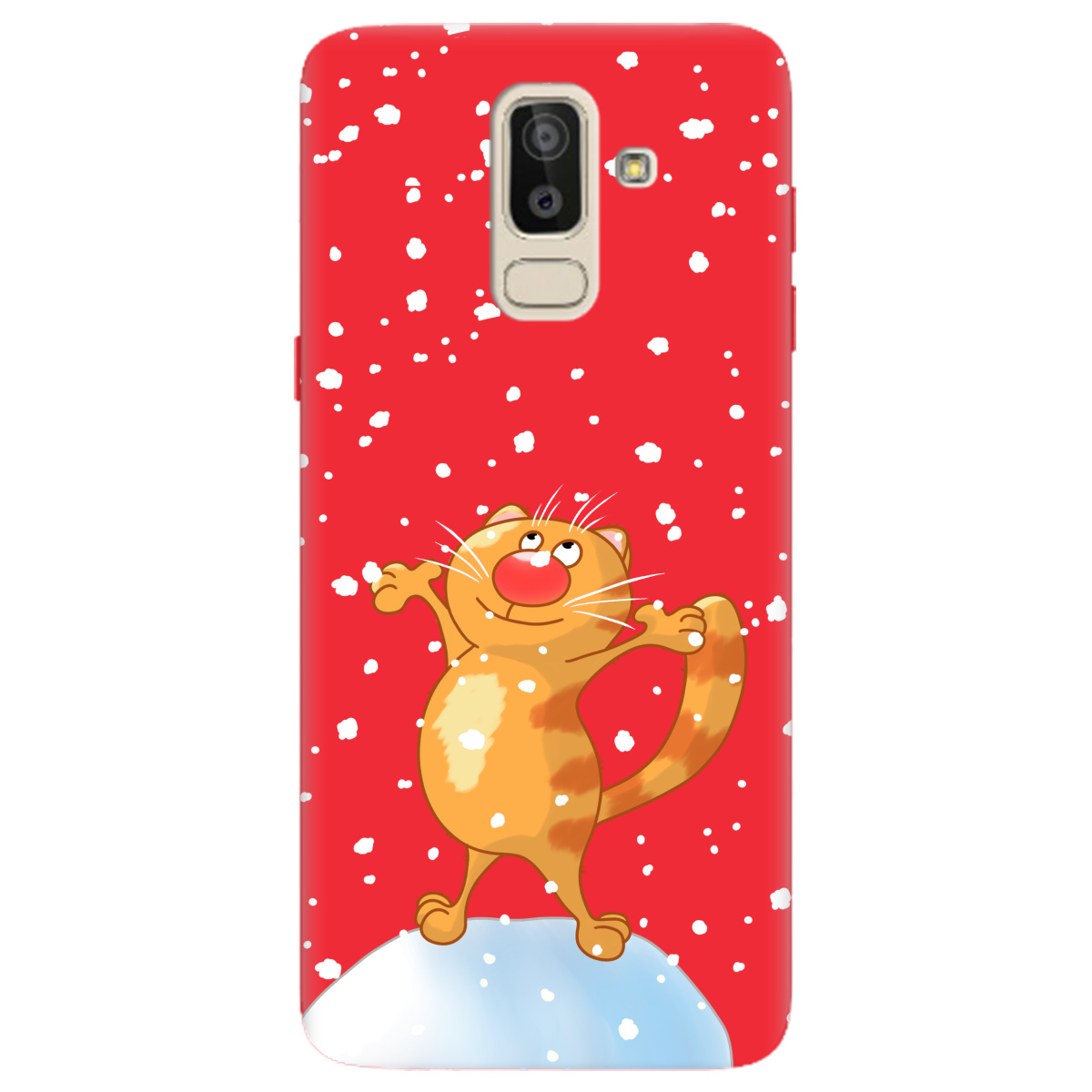 Чехол для Samsung Galaxy J8 2018 ярко-красный матовый soft touch By Happy - фото 1