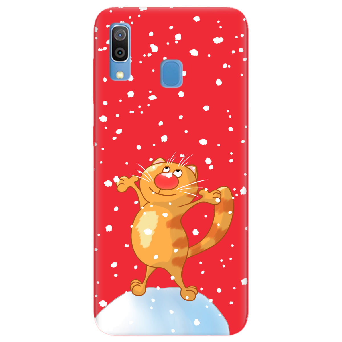 Чехол для Samsung Galaxy A20 ярко-красный матовый soft touch By Happy - фото 1