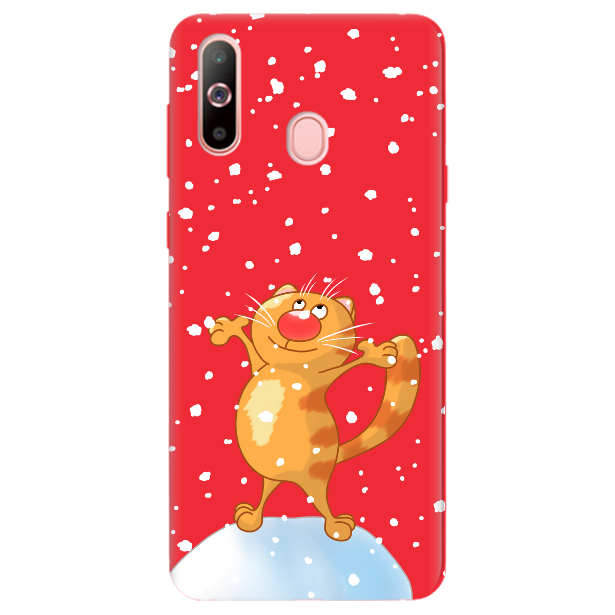 Чехол для Samsung Galaxy A60 ярко-красный матовый soft touch By Happy - фото 1