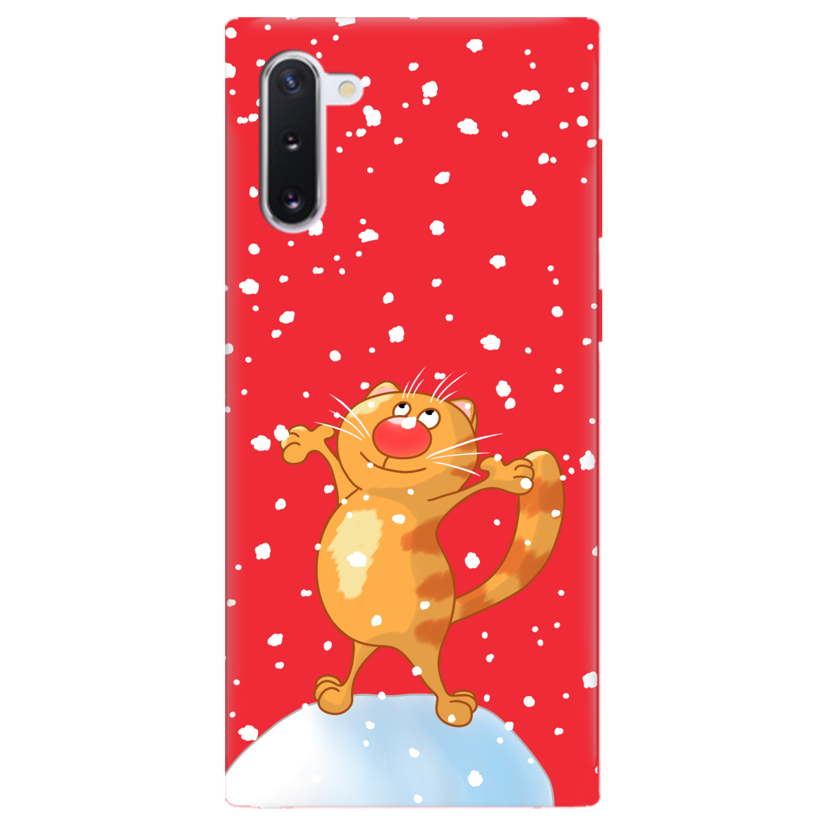 Чехол для Samsung Galaxy Note 10 ярко-красный матовый soft touch By Happy - фото 1