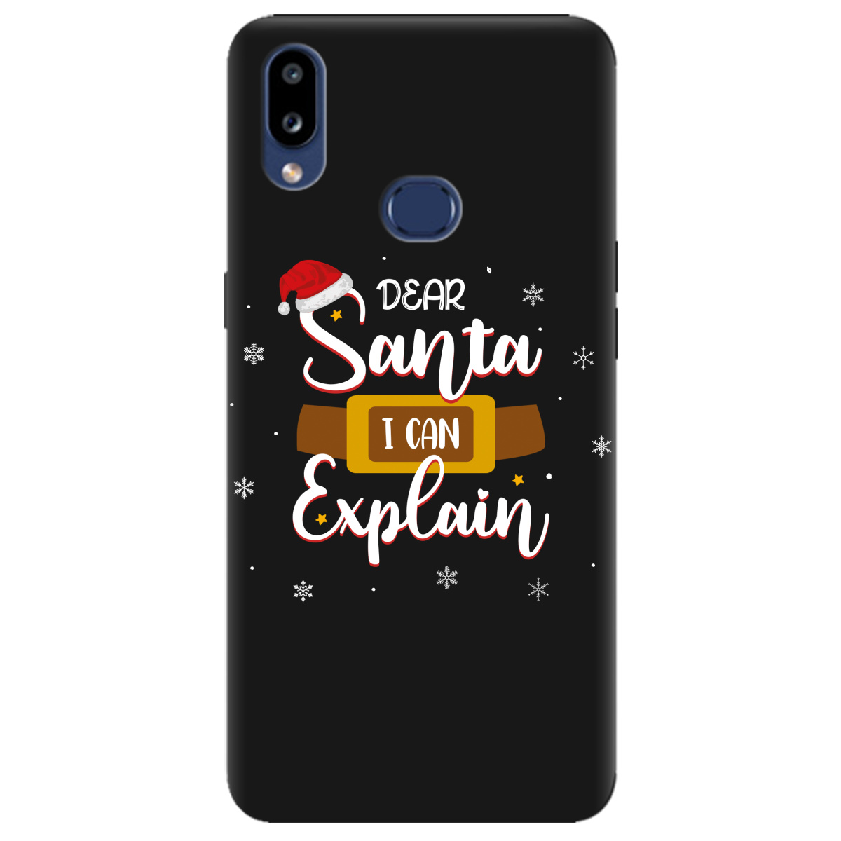 Чехол для Samsung Galaxy A10s черный матовый soft touch Dear Santa - фото 1