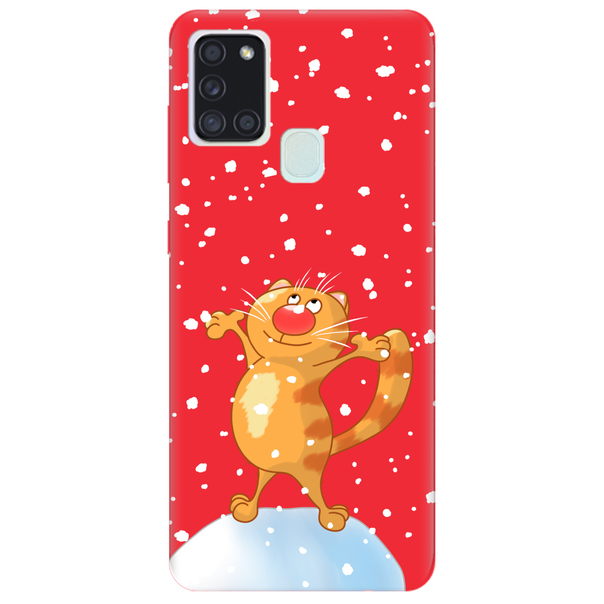 Чехол для Samsung Galaxy A21s ярко-красный матовый soft touch By Happy - фото 1