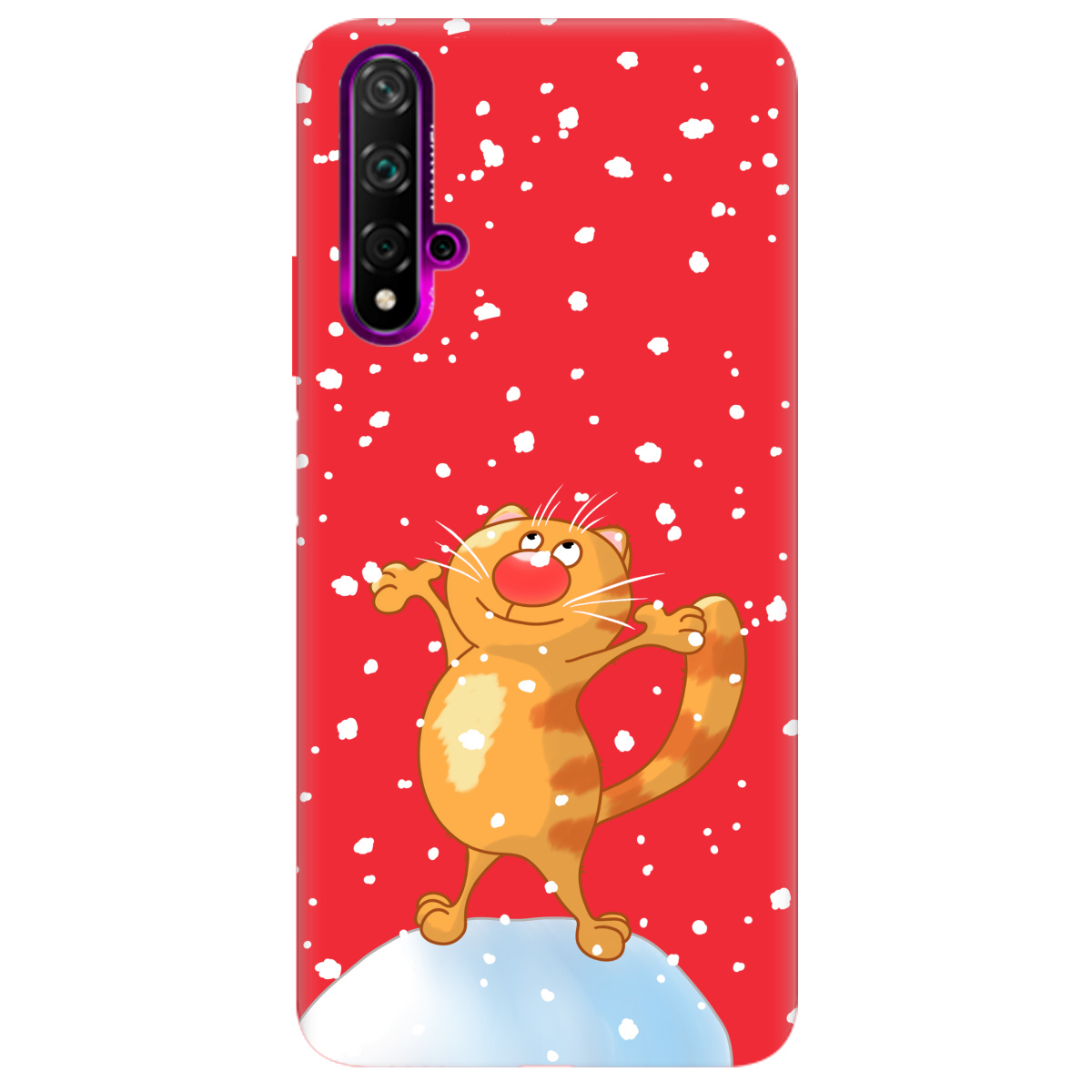 Чехол для Huawei Nova 5T ярко-красный матовый soft touch By Happy - фото 1