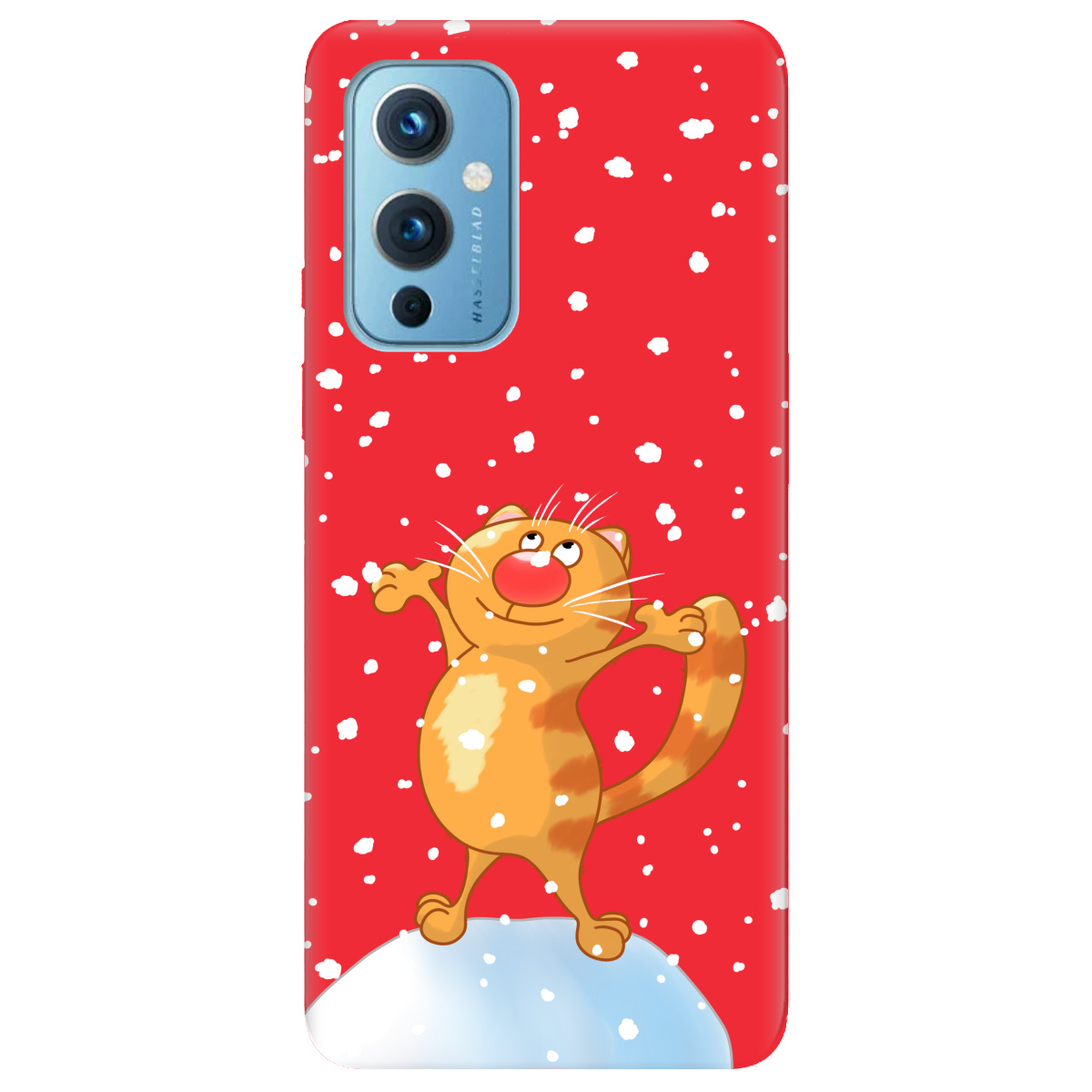 Чехол для OnePlus 9 ярко-красный матовый soft touch By Happy - фото 1