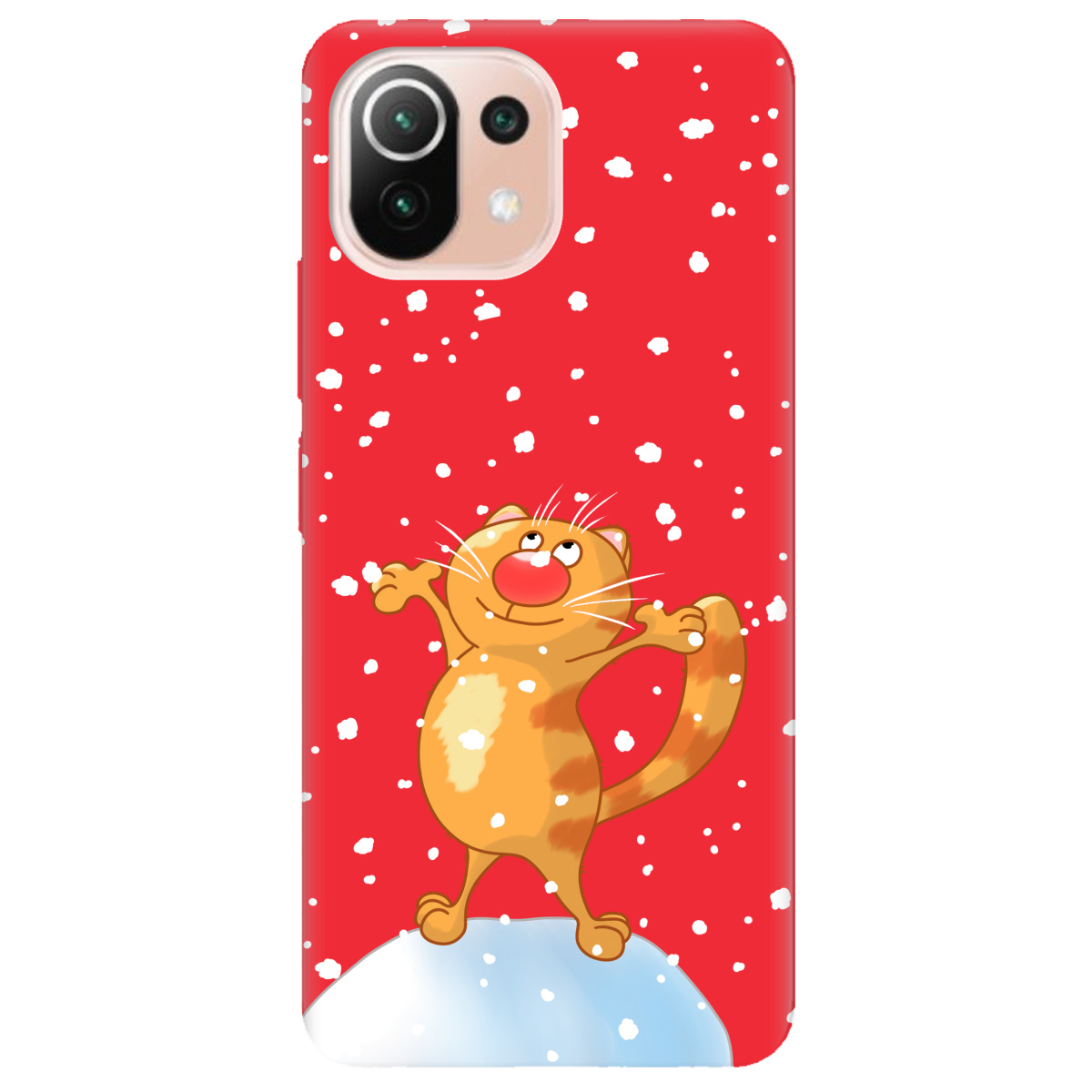 Чехол для Xiaomi Mi 11 lite ярко-красный матовый soft touch By Happy - фото 1