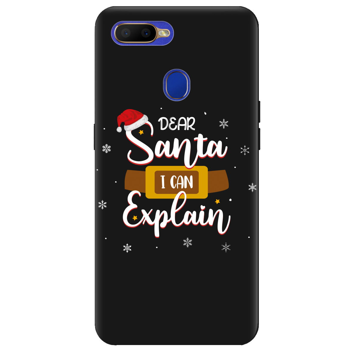 Чохол для Oppo A5s чорний матовий soft touch Dear Santa - фото 1