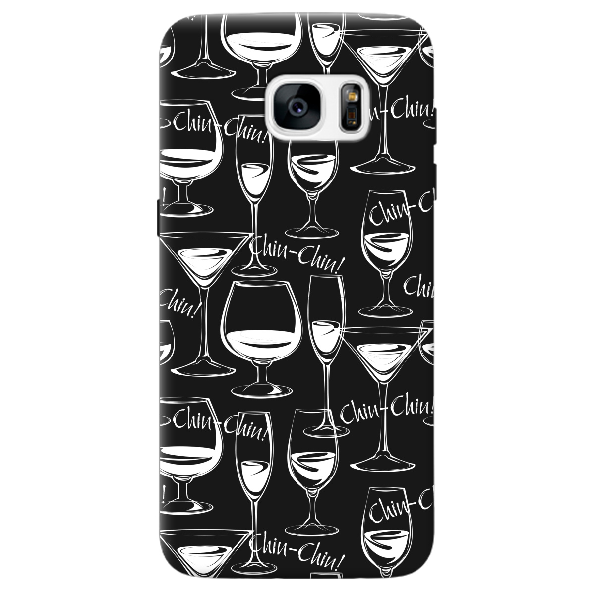 Чехол для Samsung Galaxy S7 Edge черный матовый soft touch Chin chin - фото 1