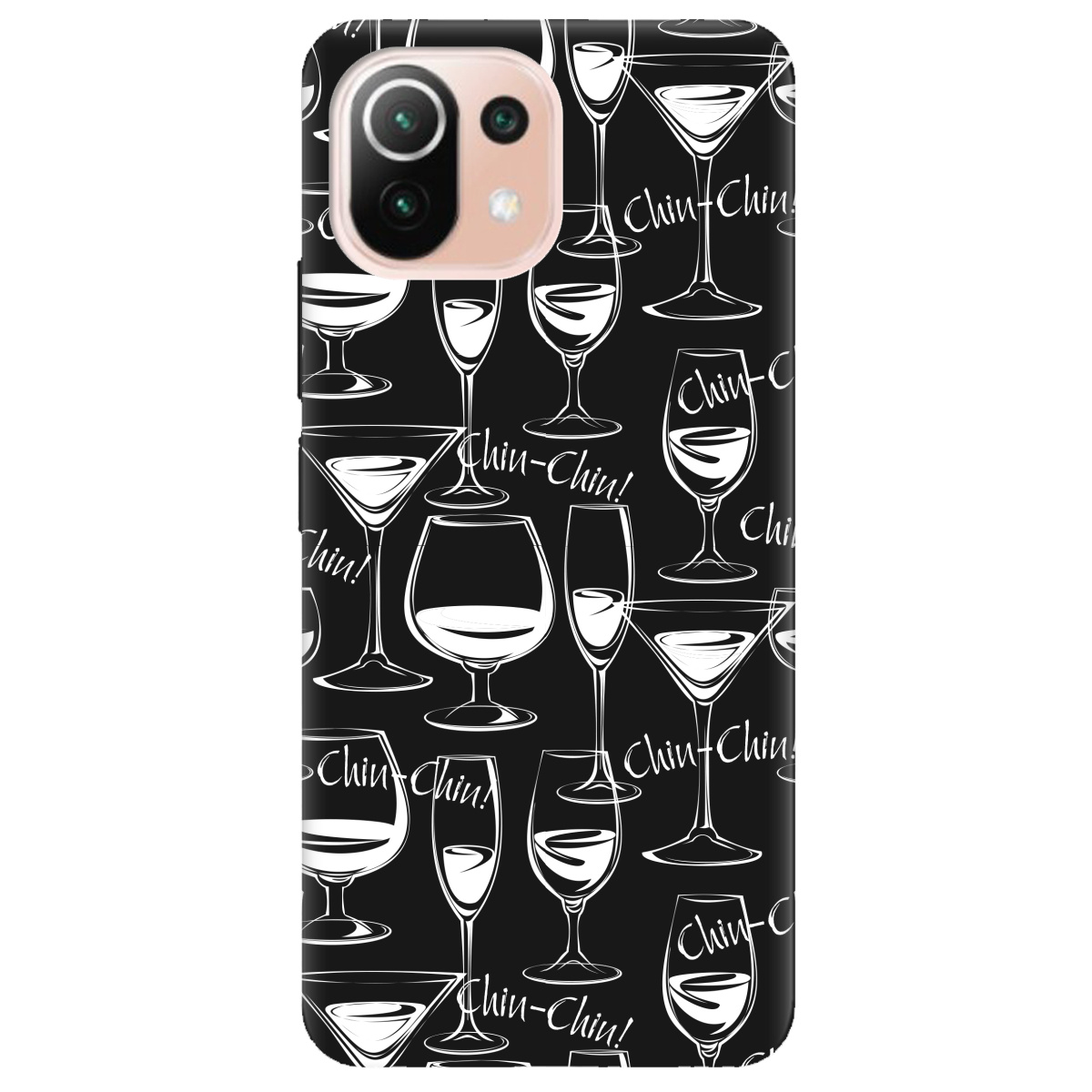 Чехол для Xiaomi Mi 11 lite черный матовый soft touch Chin chin - фото 1