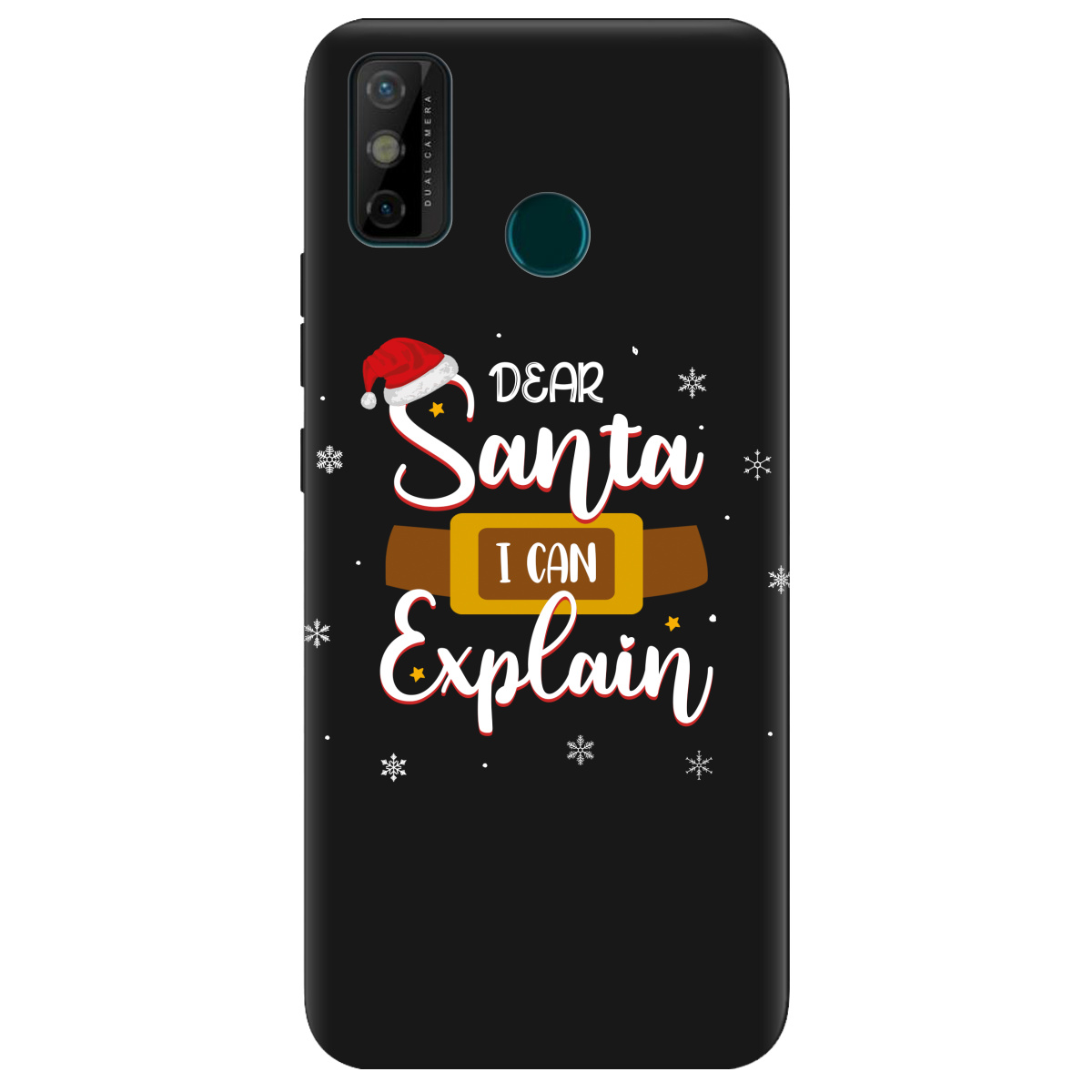 Чехол для Tecno Spark 6 Go черный матовый soft touch Dear Santa - фото 1