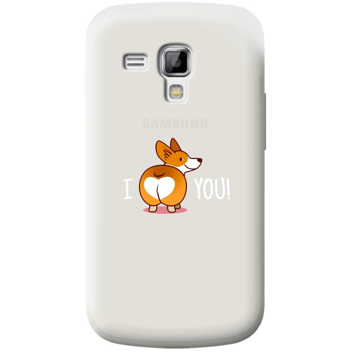 Чехол для Samsung Galaxy S Duos S7562 полупрозрачный матовый soft touch Corgi - фото 1