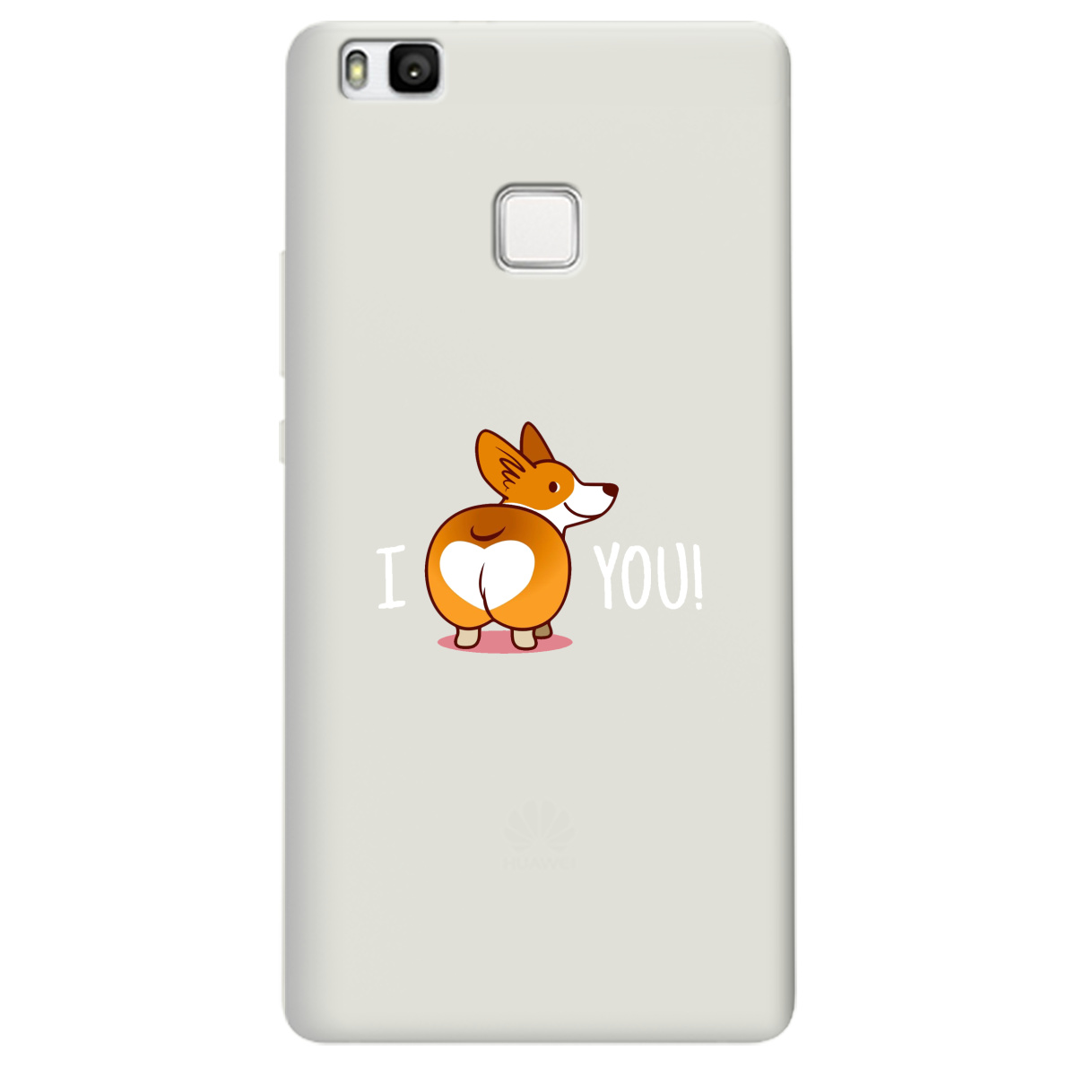 Чехол для Huawei P9 Lite полупрозрачный матовый soft touch Corgi - фото 1