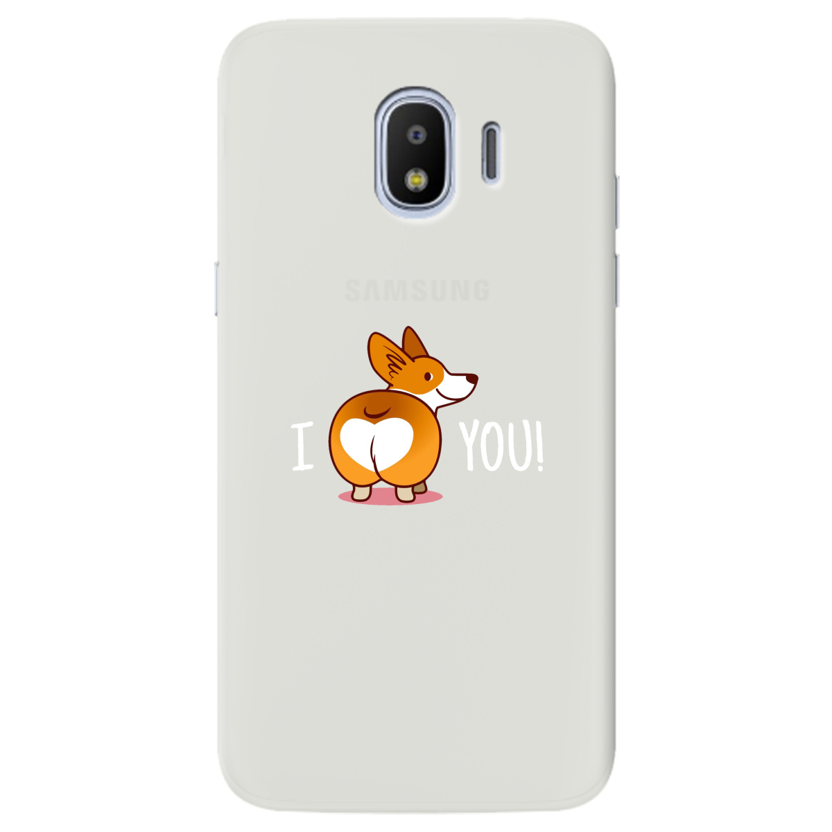 Чехол для Samsung Galaxy J2 2018 полупрозрачный матовый soft touch Corgi - фото 1