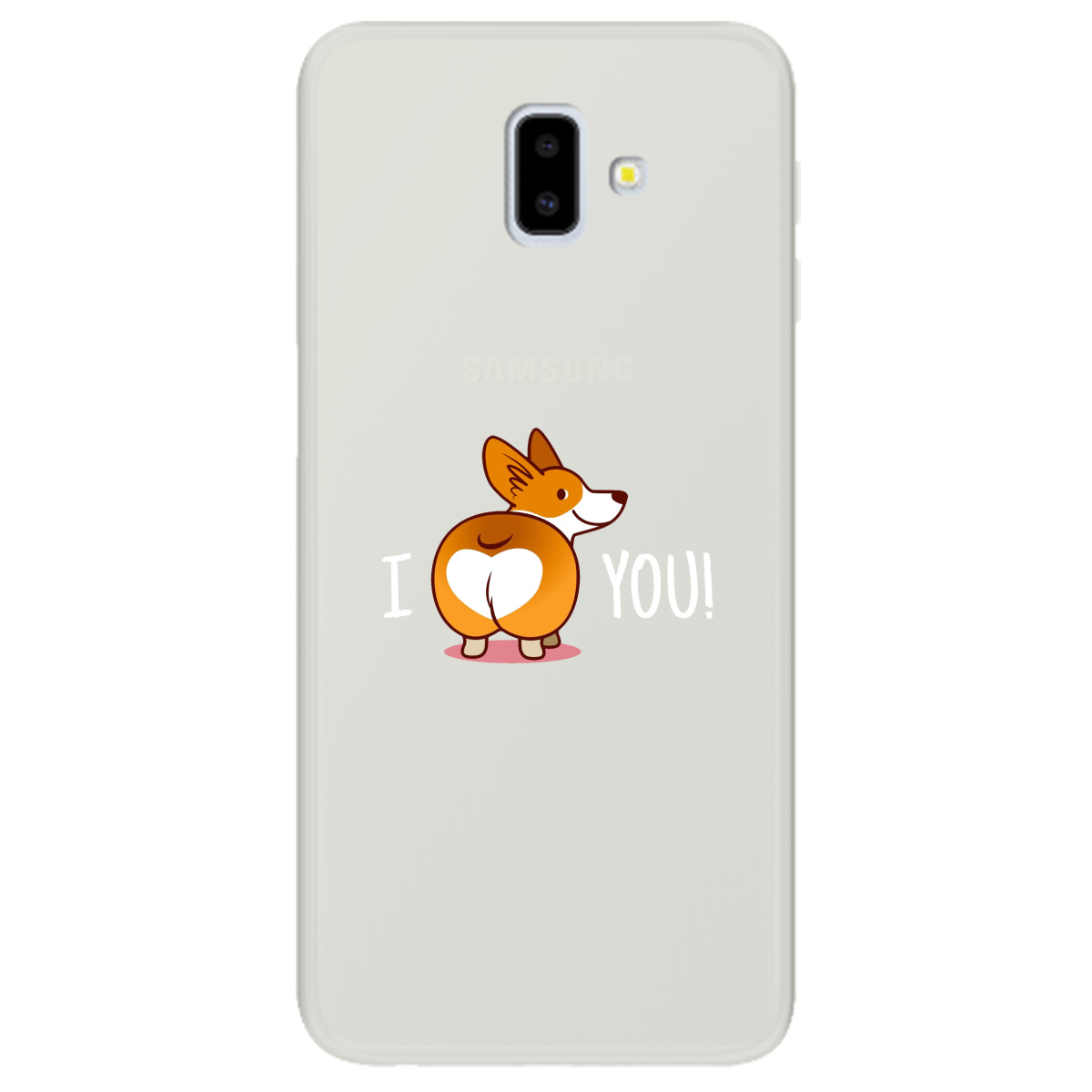 Чехол для Samsung Galaxy J6 Plus 2018 полупрозрачный матовый soft touch Corgi - фото 1