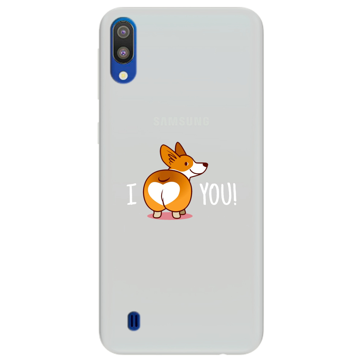 Чехол для Samsung Galaxy M10 полупрозрачный матовый soft touch Corgi - фото 1