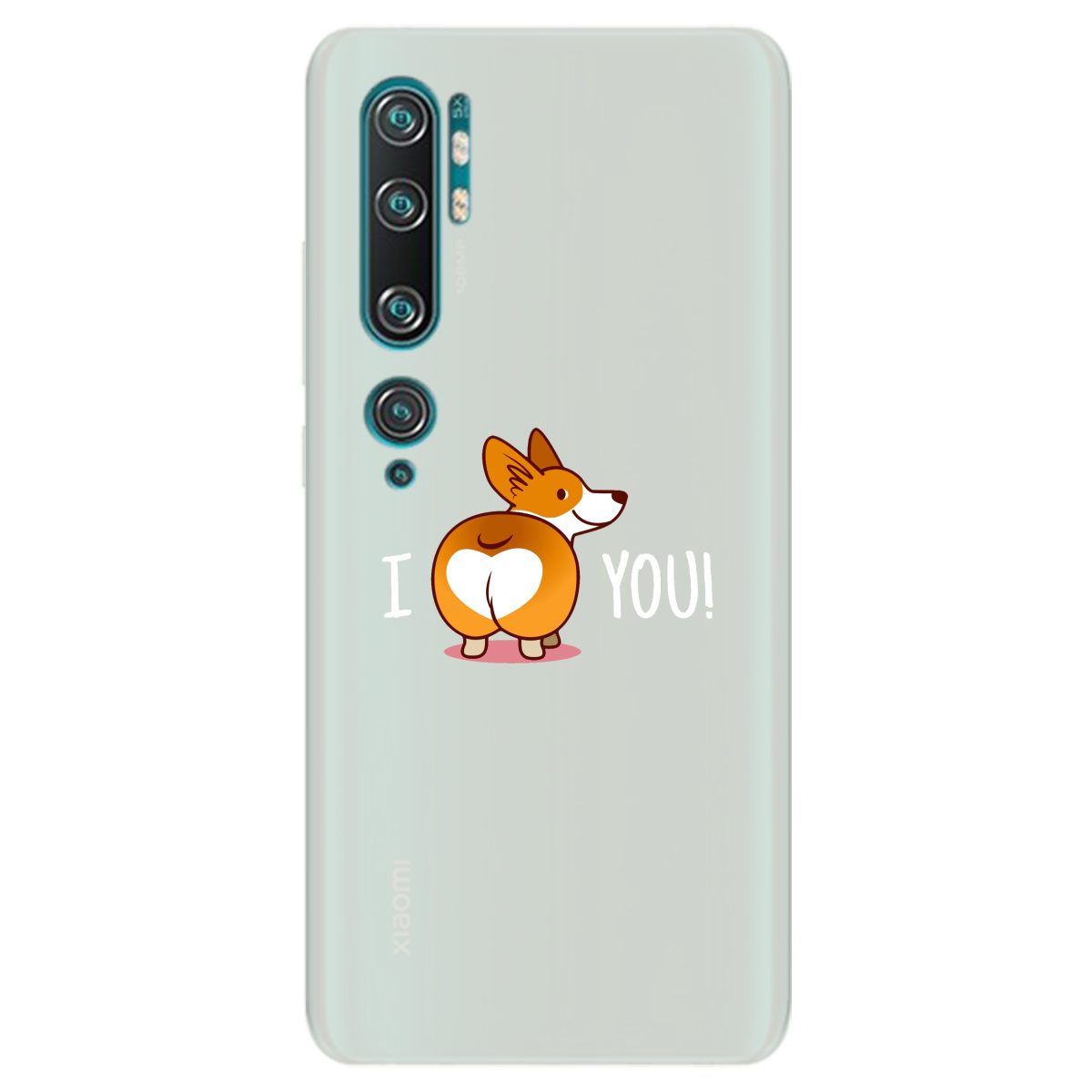 Чехол для Xiaomi Mi Note 10 полупрозрачный матовый soft touch Corgi - фото 1