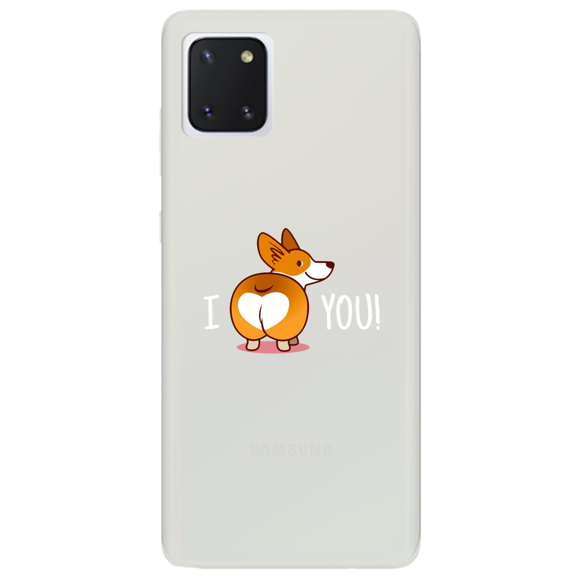 Чехол для Samsung Galaxy Note 10 Lite полупрозрачный матовый soft touch Corgi - фото 1