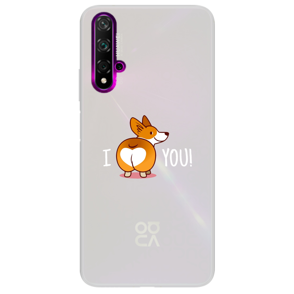 Чехол для Huawei Nova 5T полупрозрачный матовый soft touch Corgi - фото 1