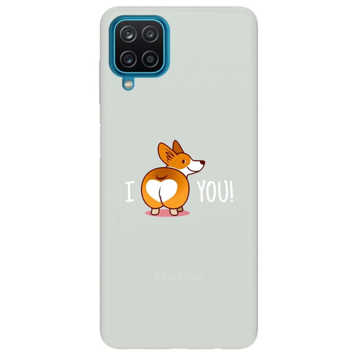 Чехол для Samsung Galaxy A12 полупрозрачный матовый soft touch Corgi - фото 1