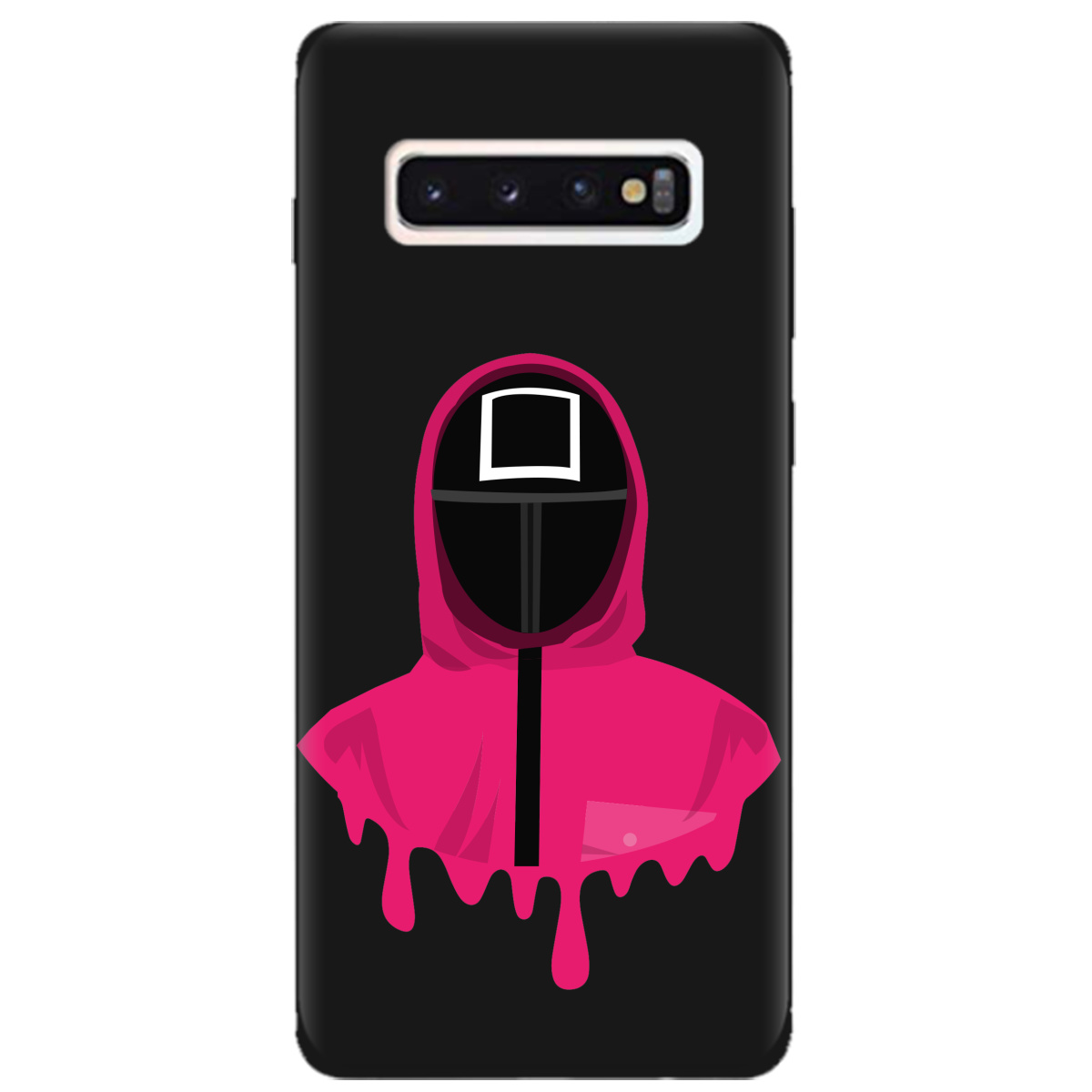 Чехол для Samsung Galaxy S10 черный матовый soft touch Игра в кальмара - фото 1