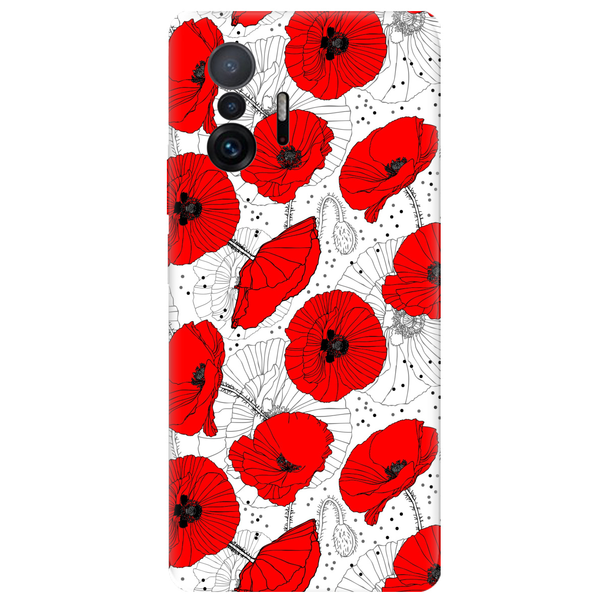 Чохол для Xiaomi 11T Red flower - фото 1