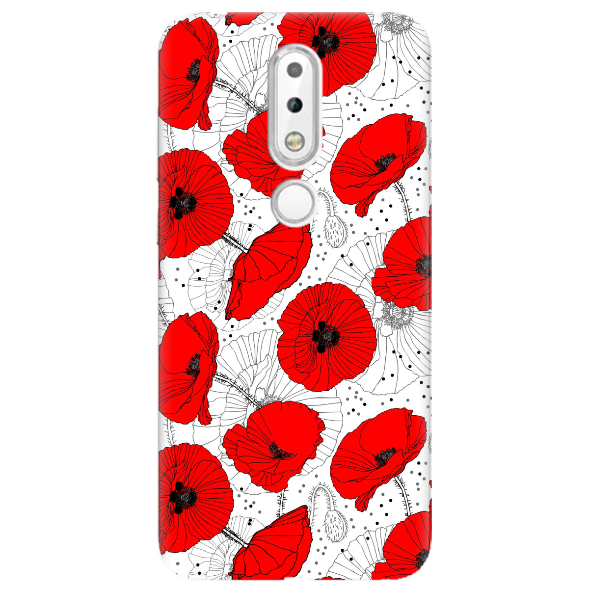 Чехол для Nokia 6.1 Plus X6 Red flower - фото 1