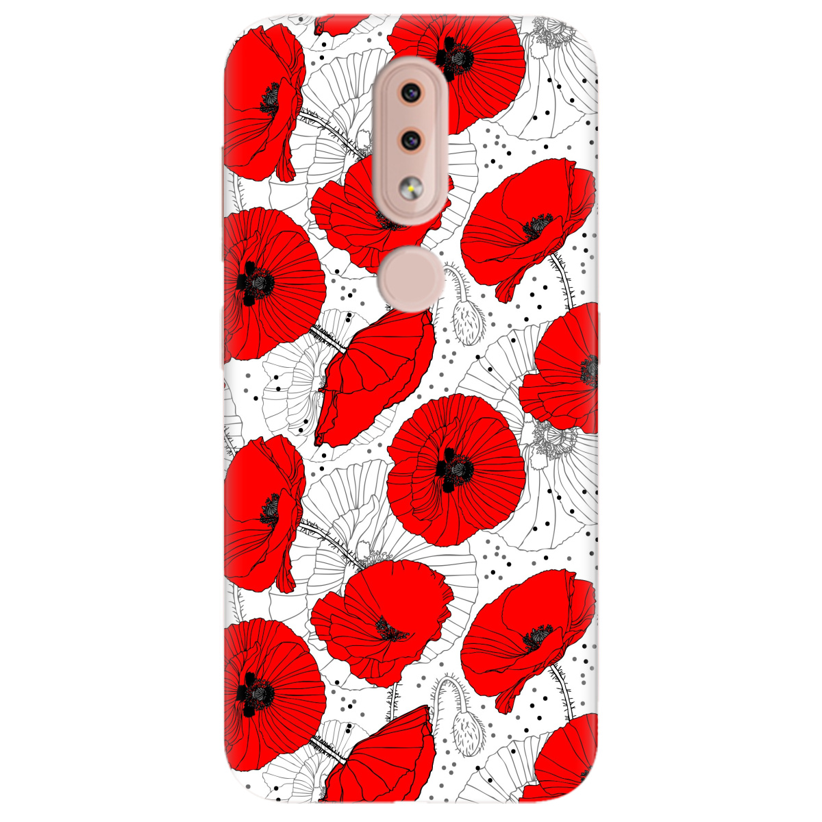 Чехол для Nokia 4.2 Red flower - фото 1