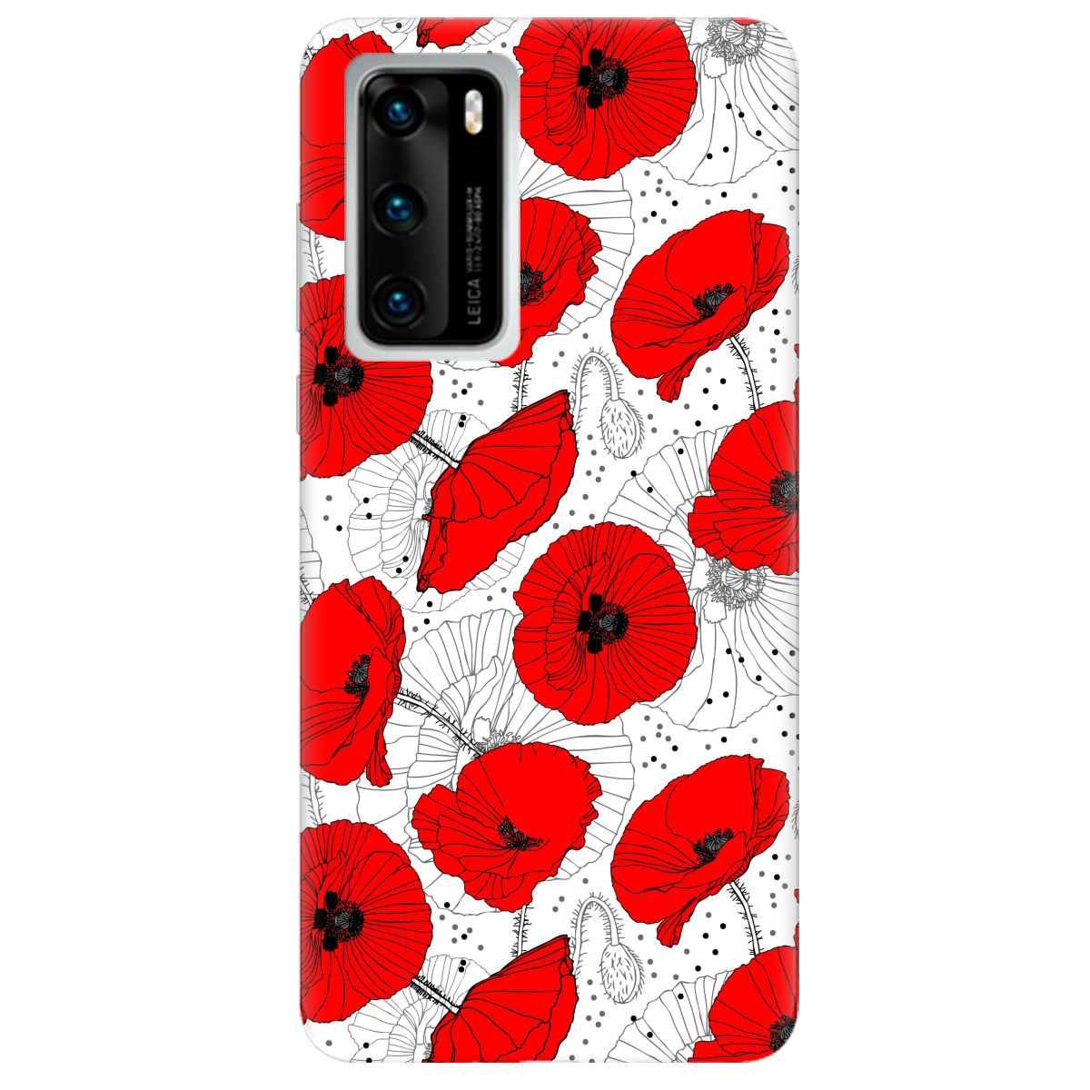 Чехол для Huawei P40 Red flower - фото 1