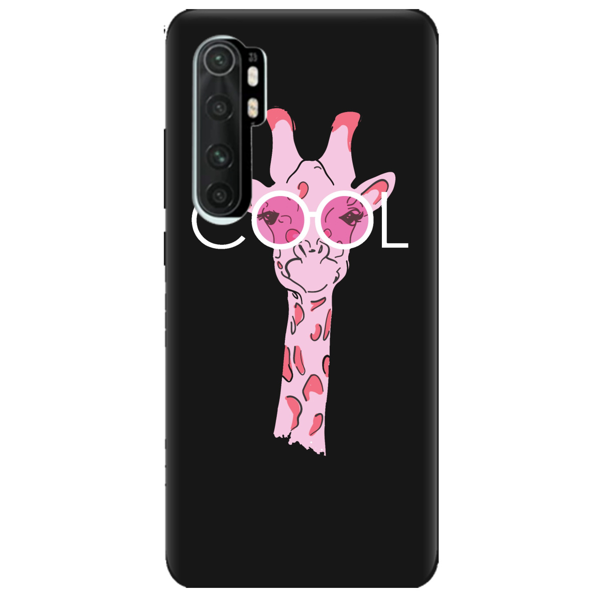 Чехол для Xiaomi Mi Note 10 Lite черный матовый soft touch Cool giraffe - фото 1