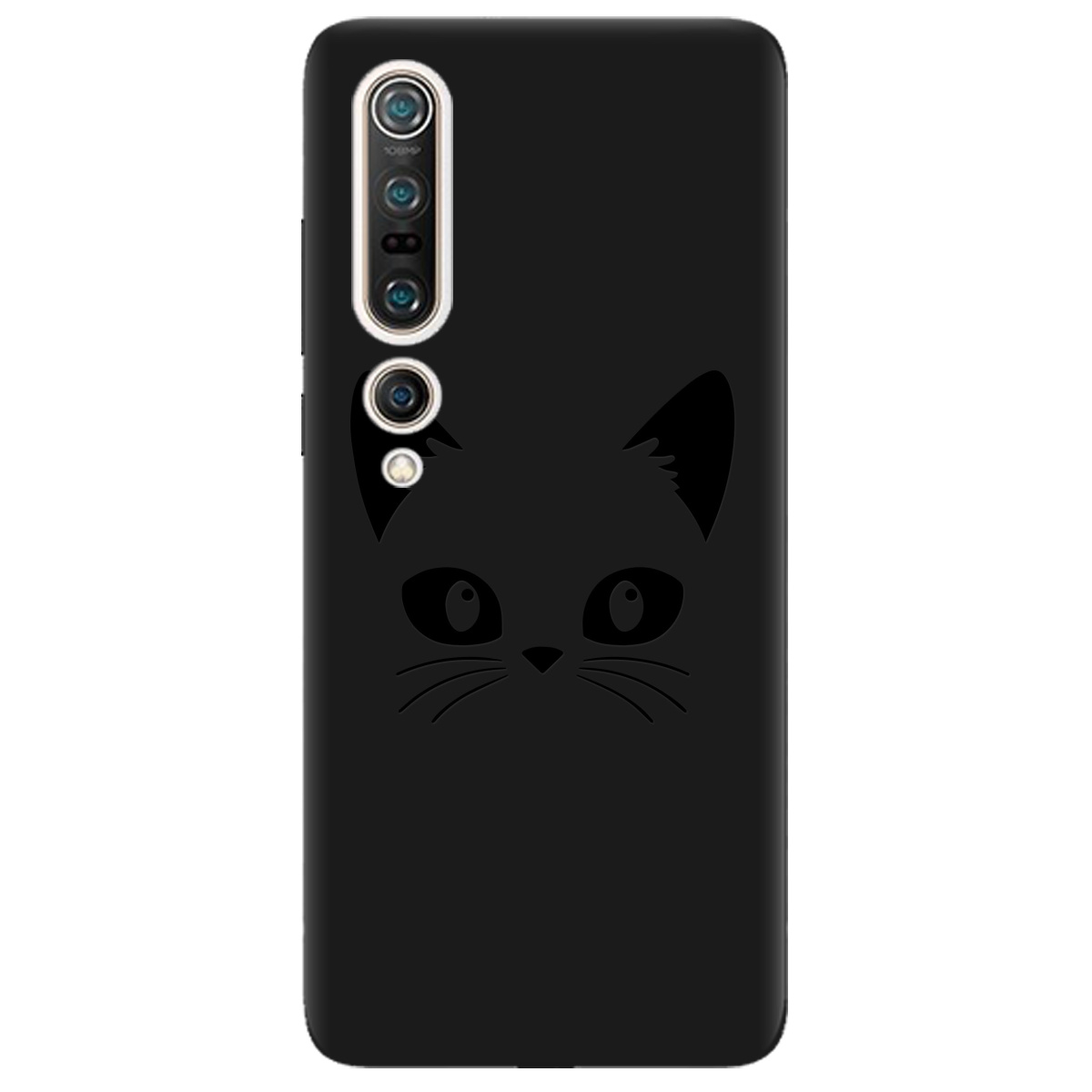 Чехол для Xiaomi Mi 10 черный матовый soft touch Cat Black - фото 1