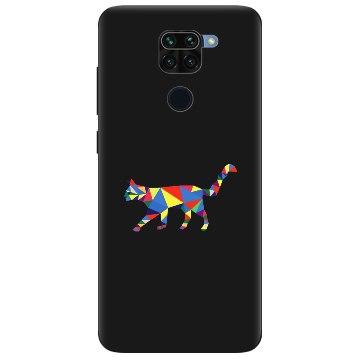 Чехол для Xiaomi Redmi Note 9 черный матовый soft touch Cat - фото 1