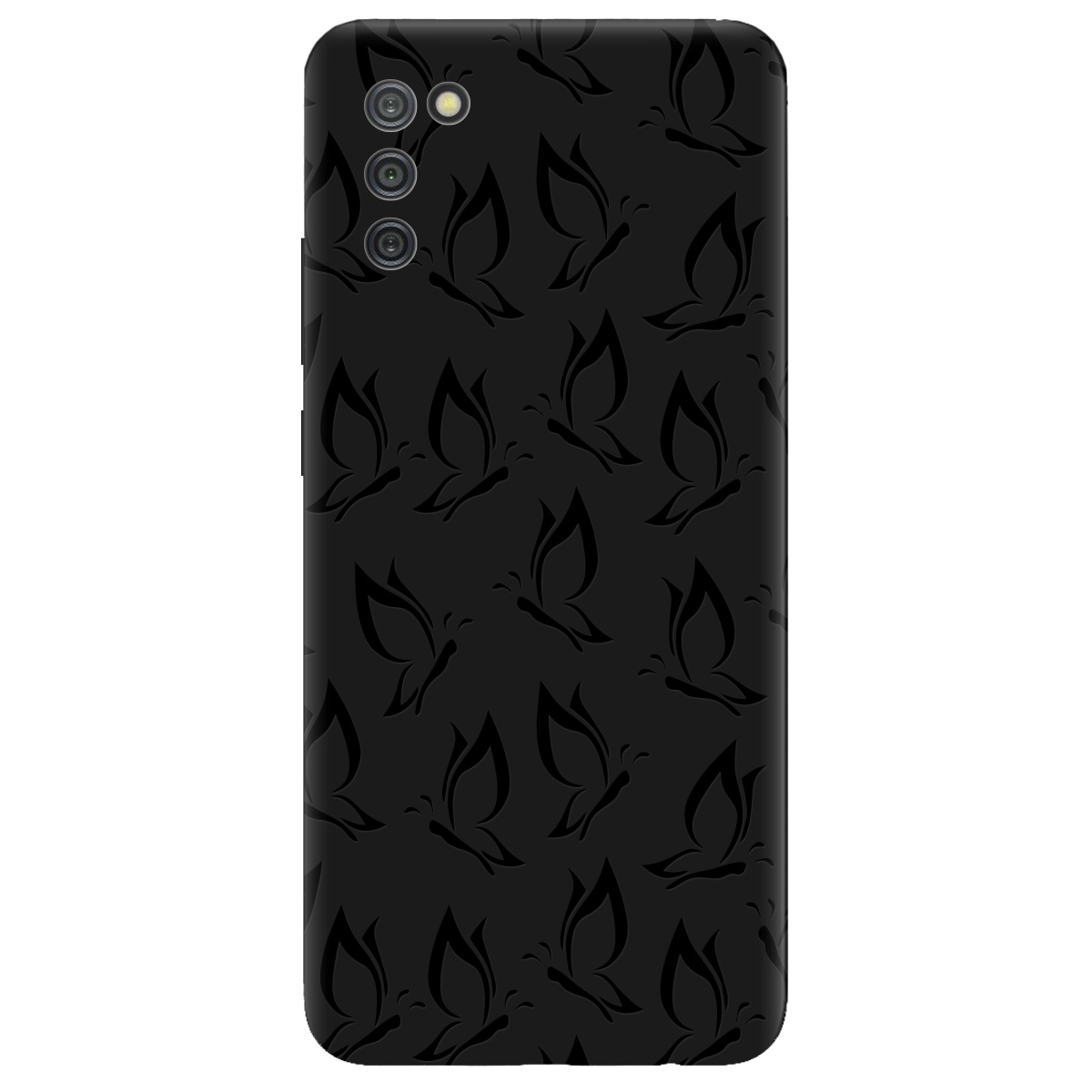 Чехол для Samsung Galaxy A02s черный матовый soft touch Butterfly - фото 1