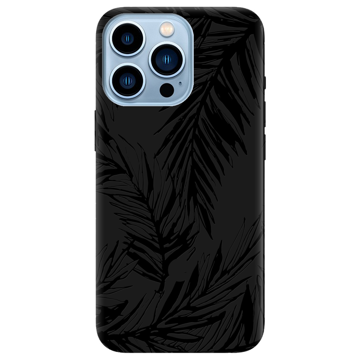 Чехол для Apple iPhone 13 Pro Max черный матовый soft touch Tropics - фото 1