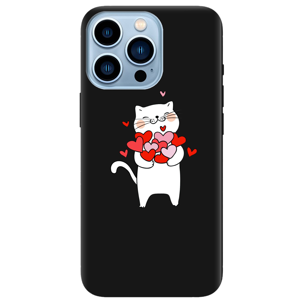 Чехол для Apple iPhone 13 Pro Max черный матовый soft touch loving heart - фото 1